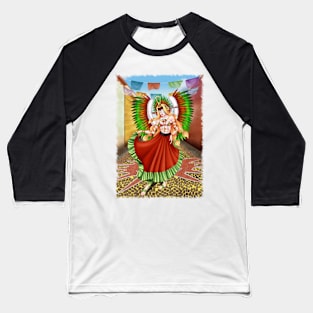 Christmas Quetzalcoatl Skirt Rudos Mask Background Jagged Baseball T-Shirt
